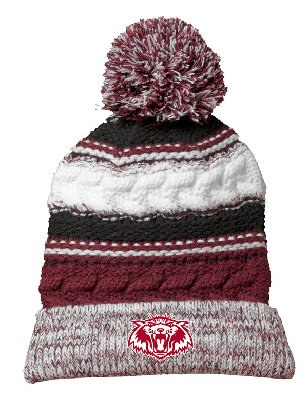 Plano Senior Cheer Cable Knit Pompom Beanie