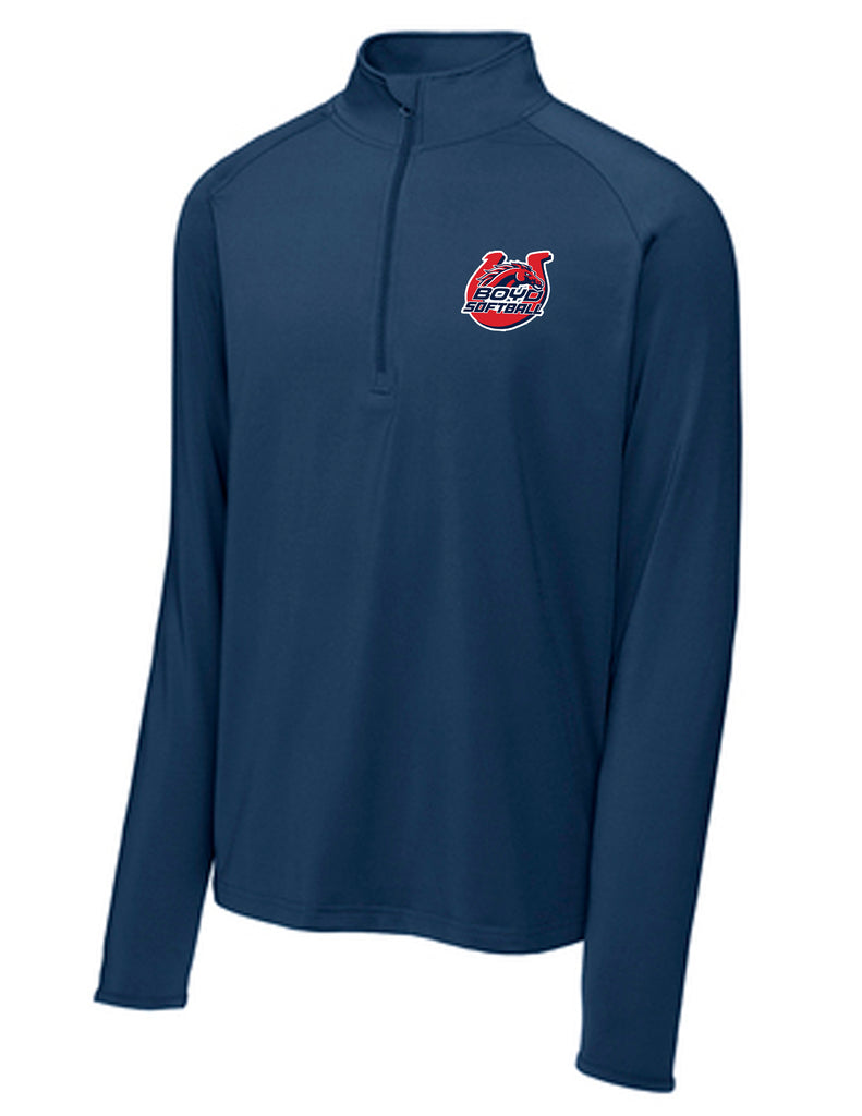 Boyd Softball Sports Tek Navy Performance 1/4 Zip with Embroidered Logo