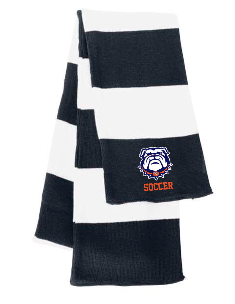 North Soccer Striped Knit Scarf with Embroidery