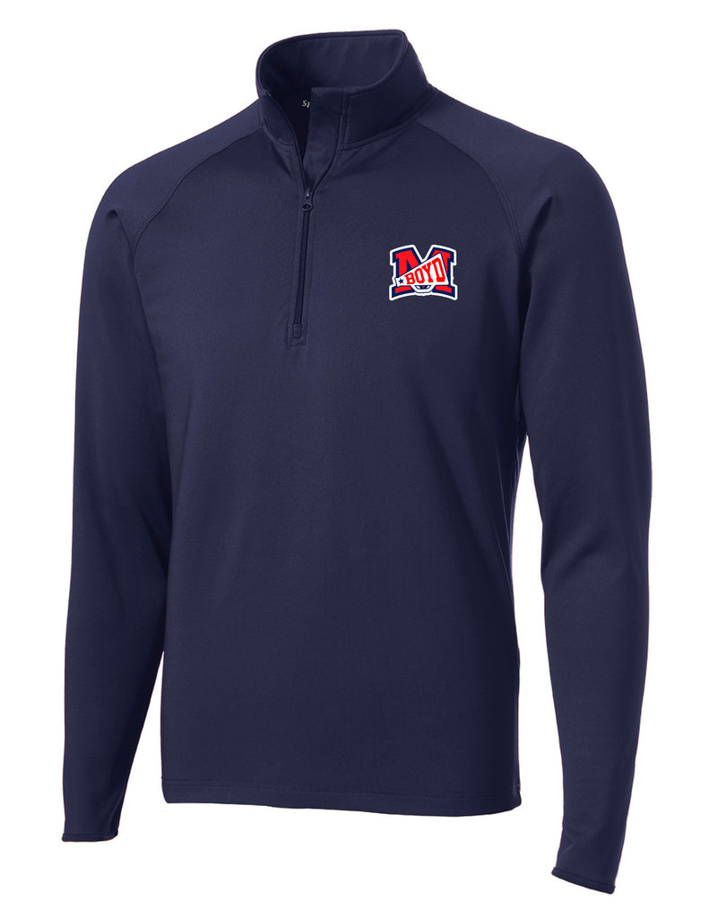 Boyd Cheer Sports Tek Navy Performance 1/4 Zip with Embroidered Logo