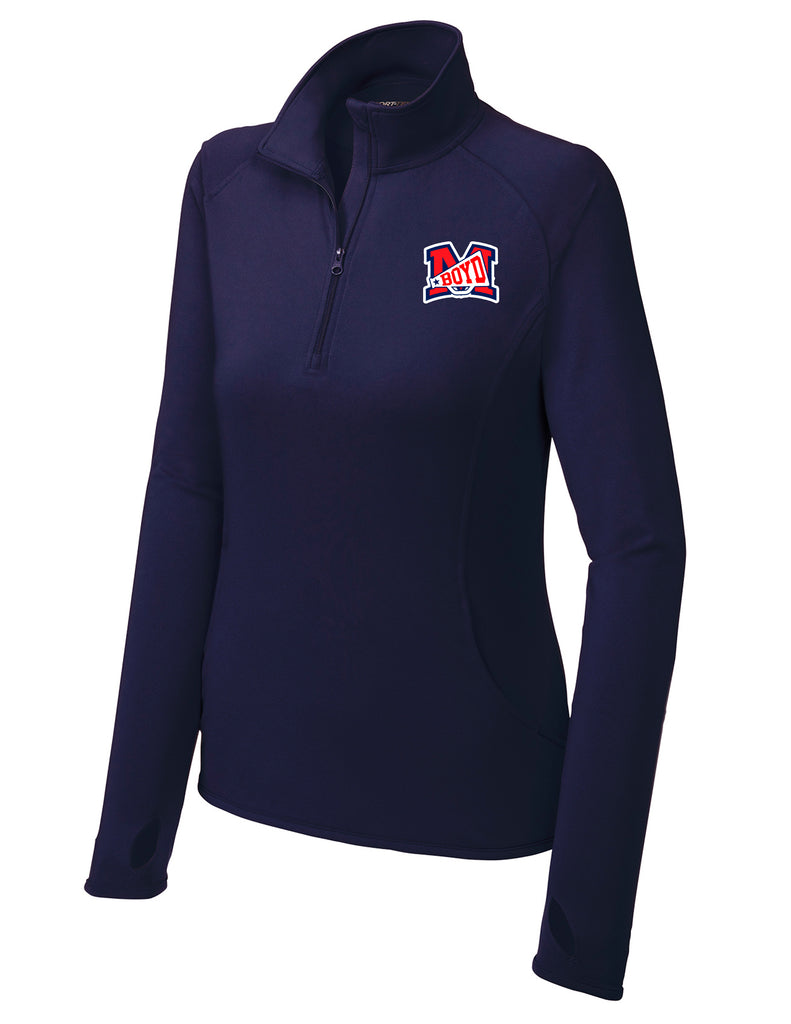 Boyd Cheer Sports Tek Women's Navy Performance 1/4 Zip with Embroidered Logo