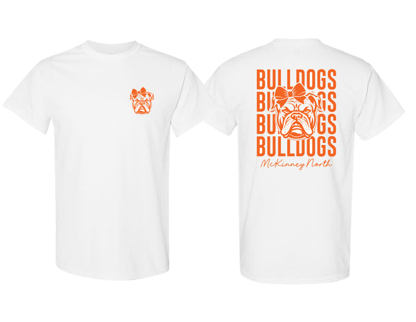 North Swim White Stacked Bulldog with Bow Design SS Tee
