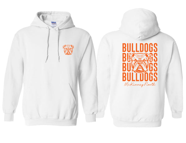 North Swim White Stacked Bulldog Design Hoodie