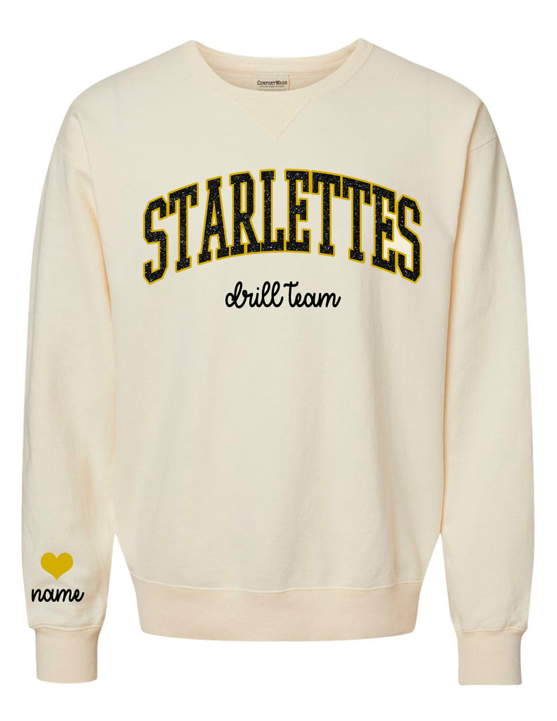 Starlettes Glitter Applique Ivory Comfort Wash Crewneck with Personalization Option