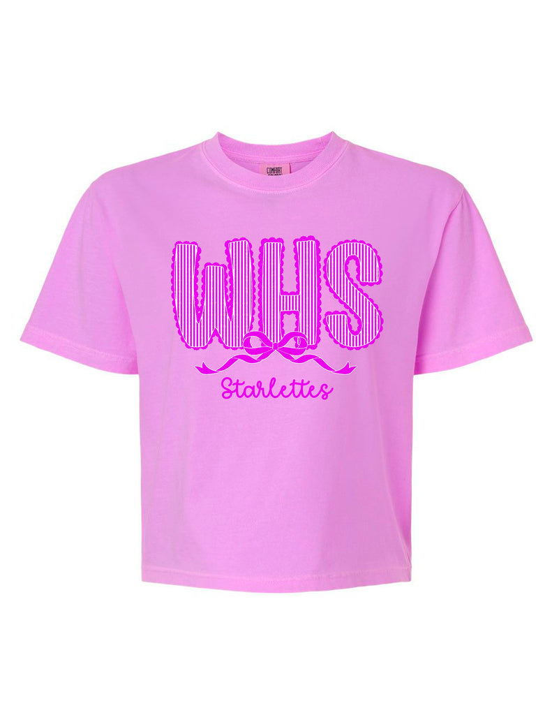 Starlettes Seersucker Lace Neon Violet Comfort Colors Boxy Mid-Length Tee