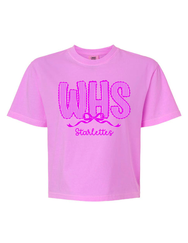 Starlettes Seersucker Lace Neon Violet Comfort Colors Boxy Mid-Length Tee