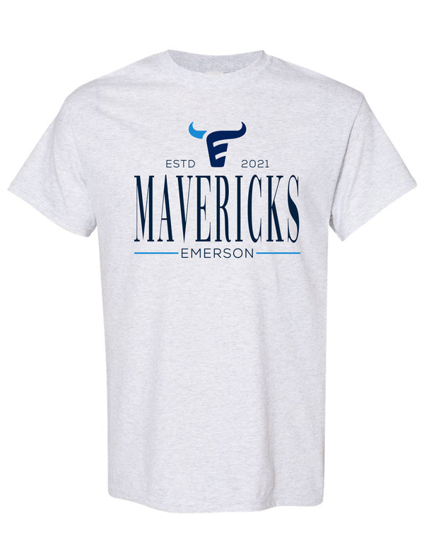 Emerson Football Ash Gray Tall Mavericks Design Tee