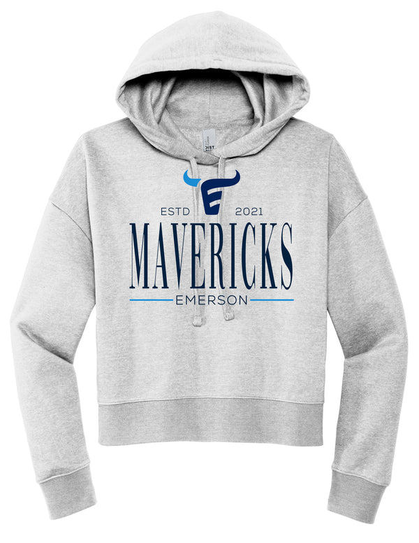 Emerson Football Ash Gray Tall MAVERICKS Crop Hoodie