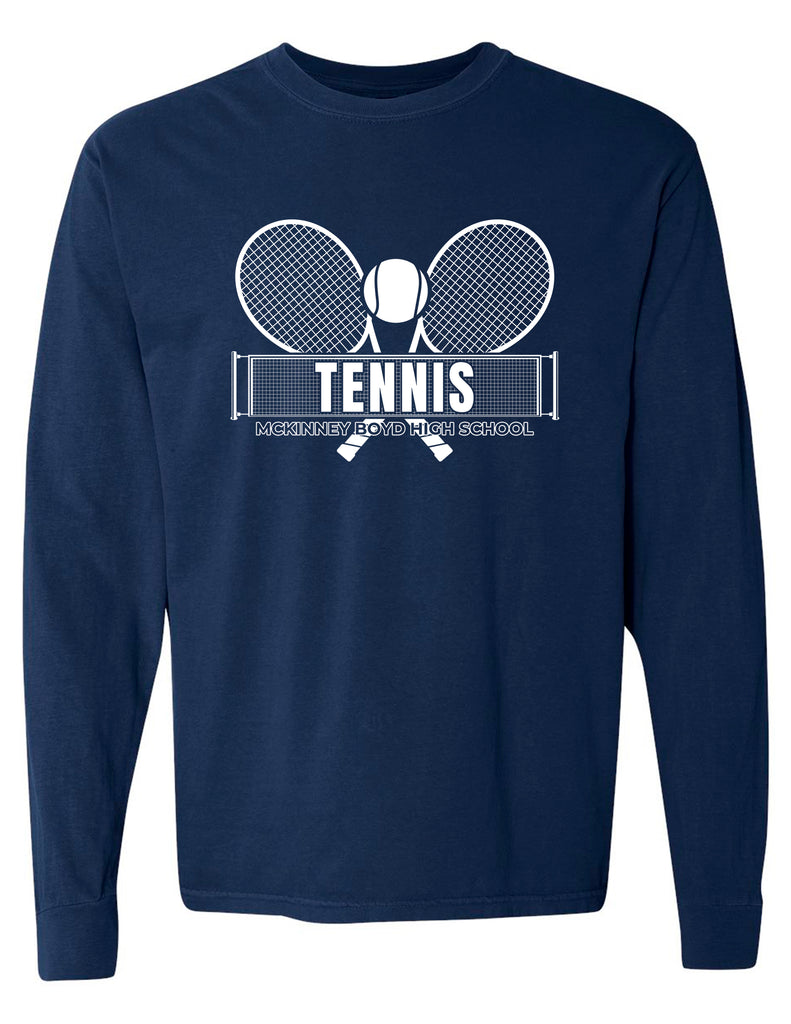 McKinney Boyd Tennis Comfort Colors Navy Court Design Long Sleeve Tee