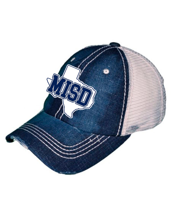 McKinney ISD Denim and White Texas Patch Distressed Hat