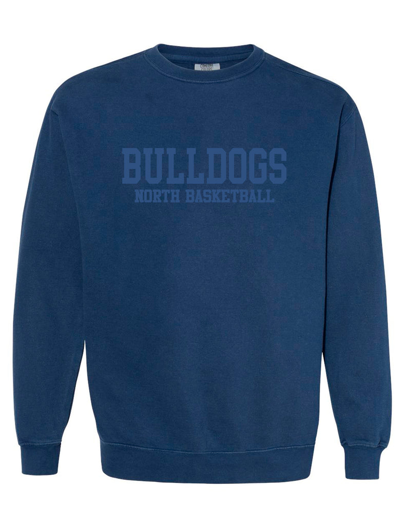North Basketball Comfort Colors Navy Tone on Tone Embroidered Crewneck Sweatshirt