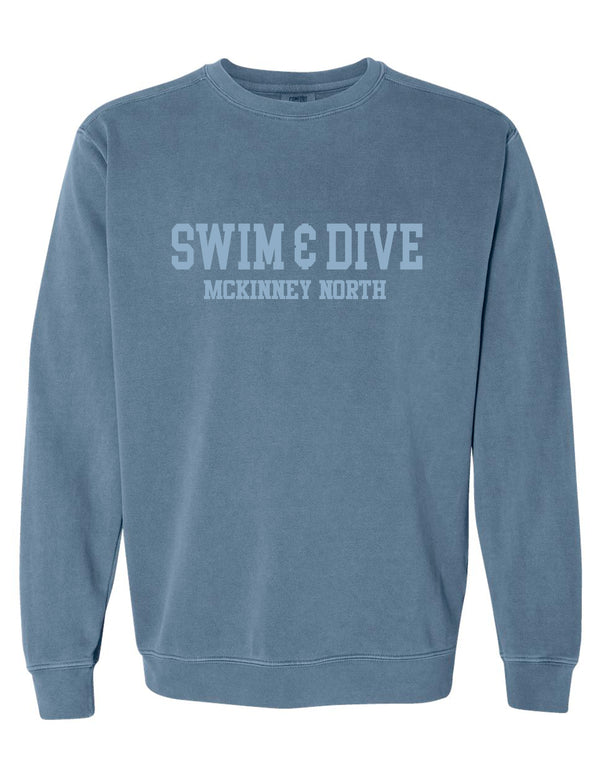 North Swim Comfort Colors Blue Jean Tone on Tone Embroidered Crewneck Sweatshirt