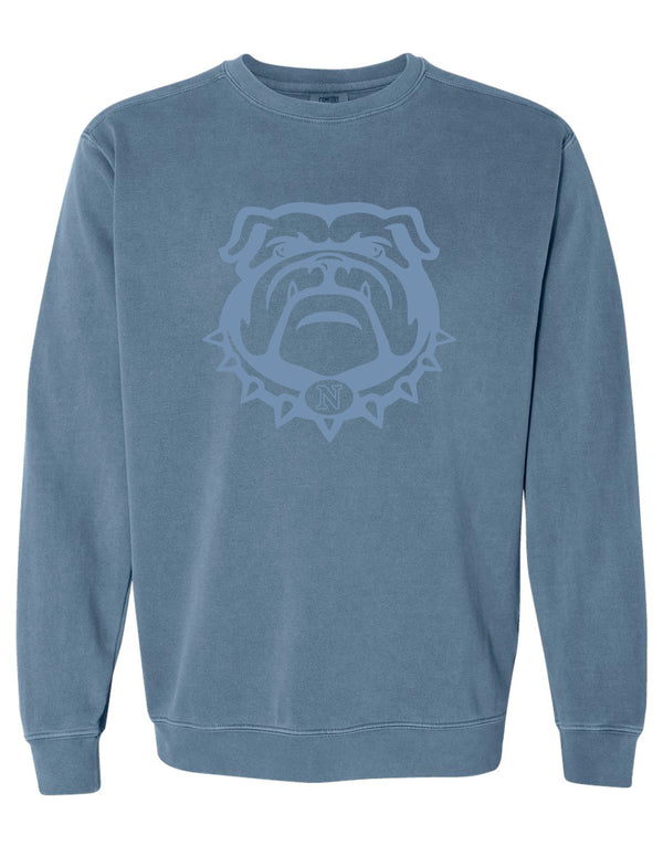 McKinney North Cheer Comfort Color Blue Jean Tone on Tone Bulldog Crewneck