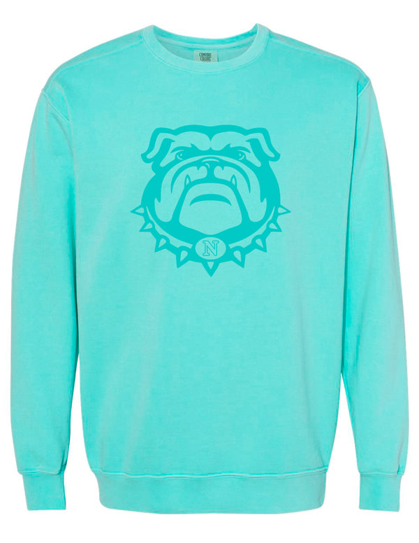 McKinney North Cheer Comfort Color Chalky Mint Tone on Tone Bulldog Crewneck