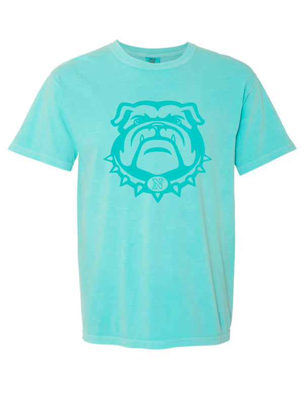 McKinney North Cheer Comfort Color Chalky Mint Tone on Tone Bulldog Tee
