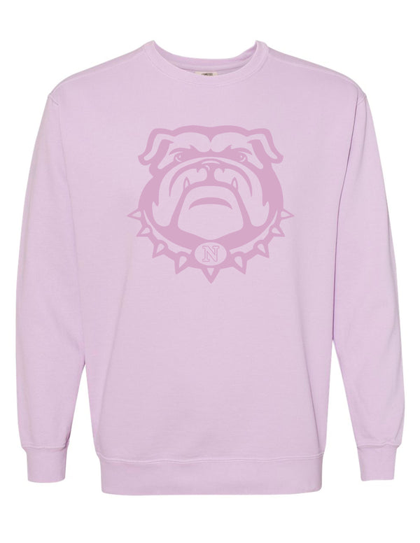 McKinney North Cheer Comfort Color Orchid Tone on Tone Bulldog Crewneck