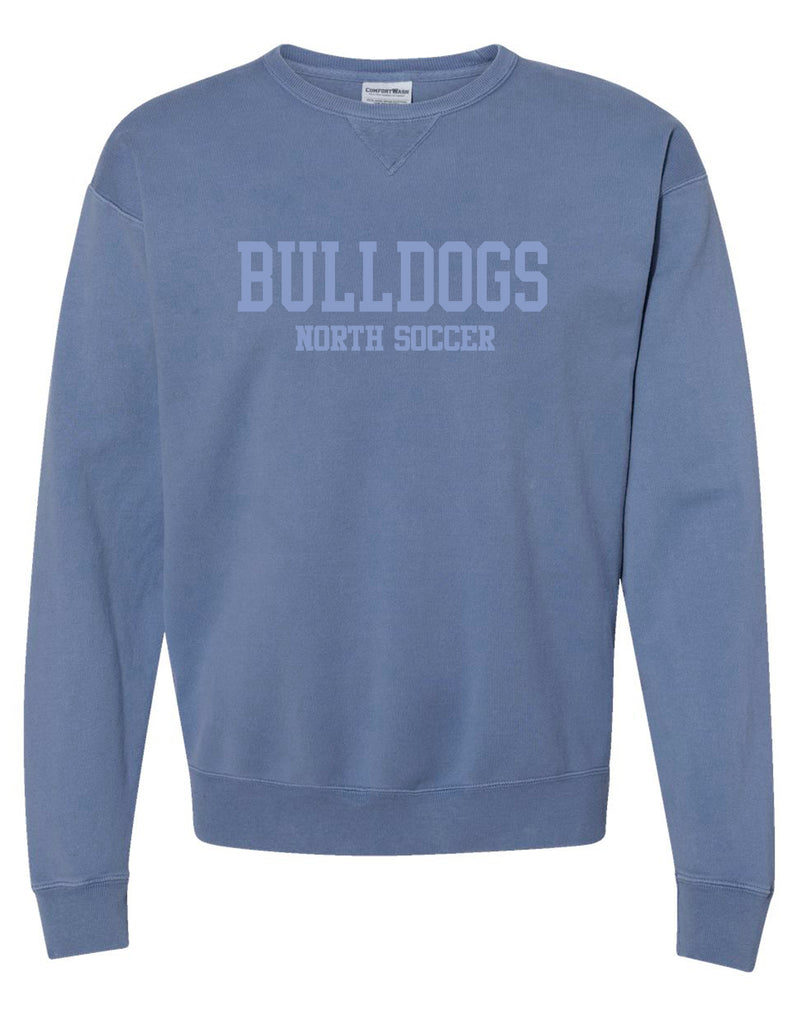 North Soccer Comfort Wash Tone on Tone Embroidered Crewneck in Saltwater