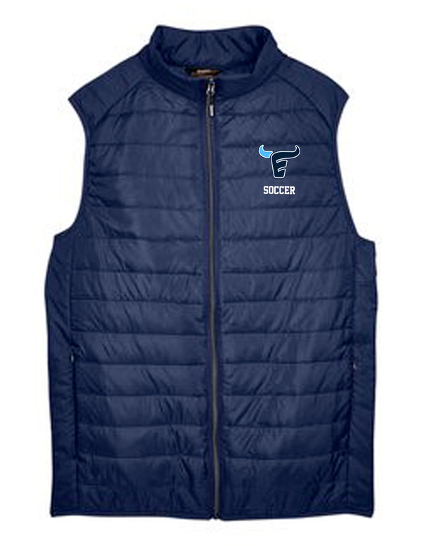 Emerson Soccer Packable Unisex Puffy Vest with Embroidered Logo