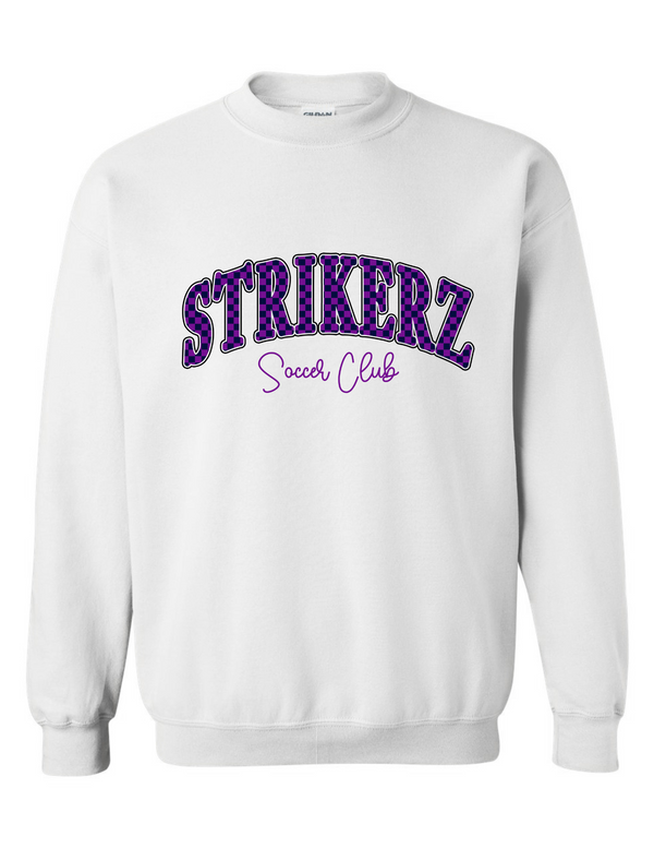 Strikerz White Checkerboard Design Crewneck Sweatshirt