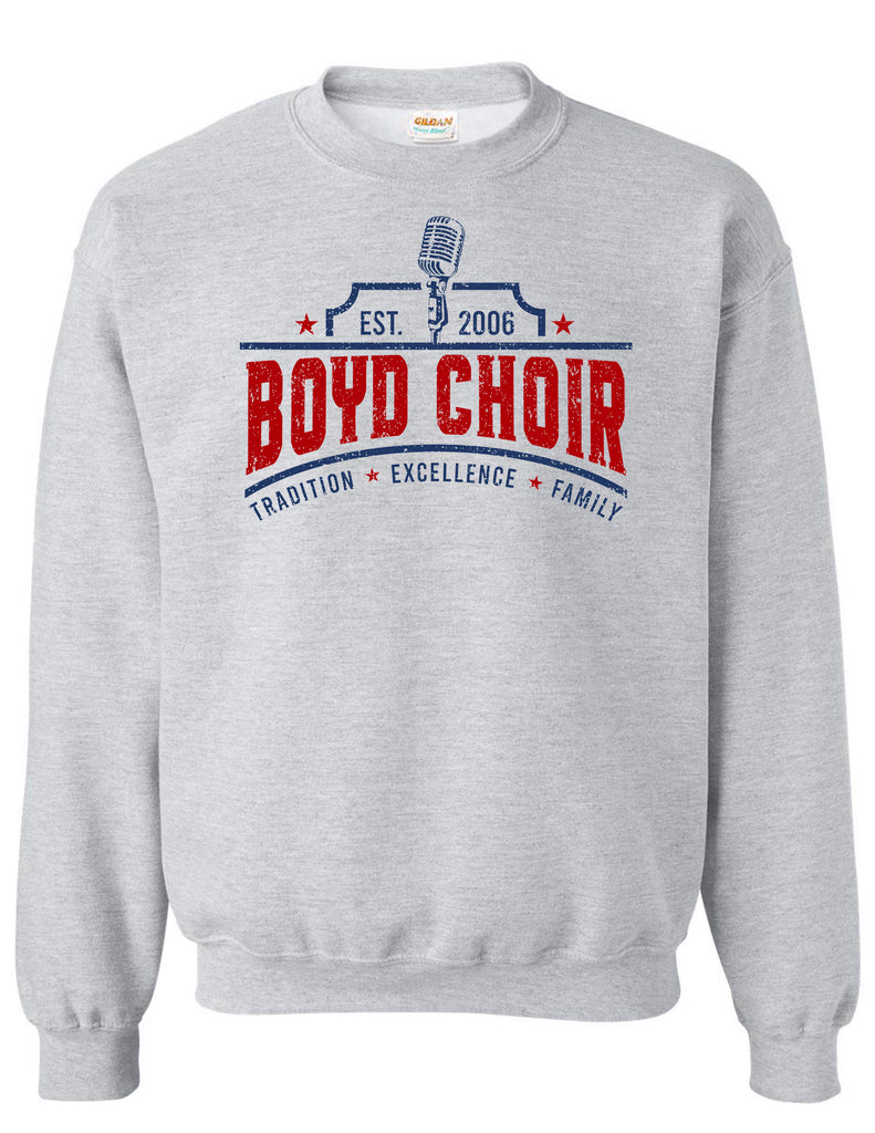 Boyd Choir Ash Gray Microphone Design Crewneck Sweatshirt