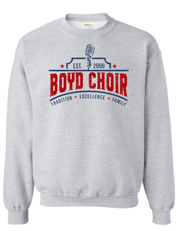 Boyd Choir Ash Gray Microphone Design Crewneck Sweatshirt