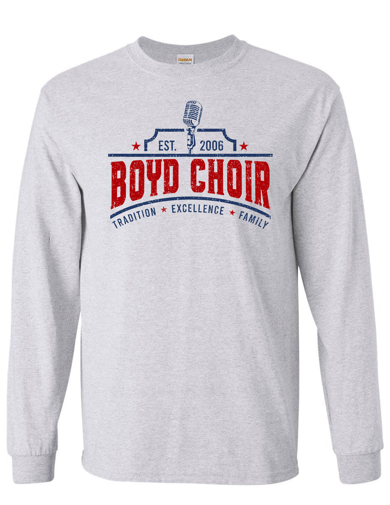 Boyd Choir Ash Gray Microphone Design LS Tee