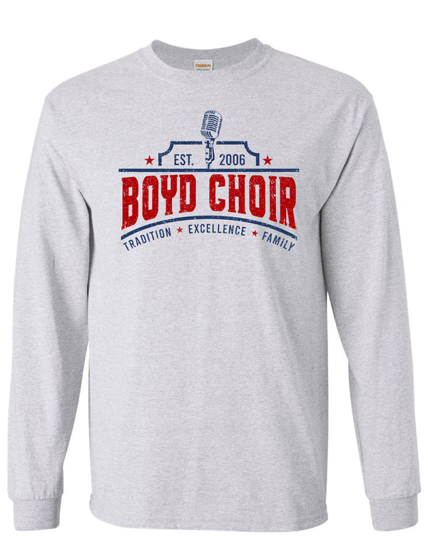 Boyd Choir Ash Gray Microphone Design LS Tee