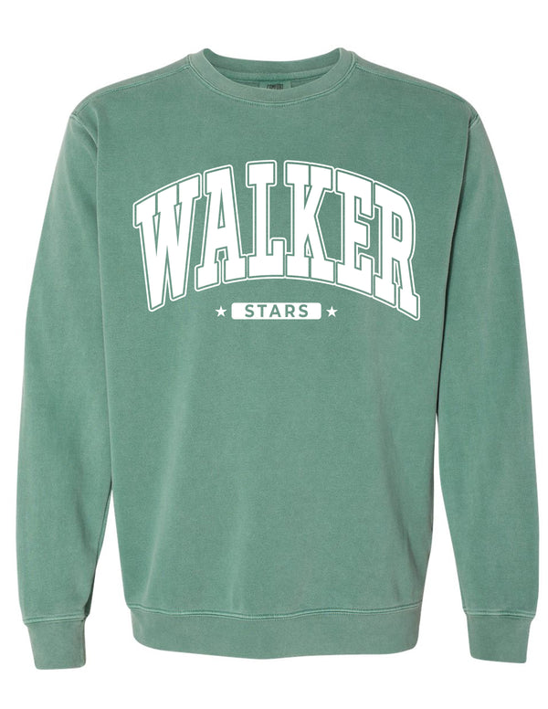 Walker Elementary Comfort Colors Light Green Oversized Print Design Crewneck Sweatshirt