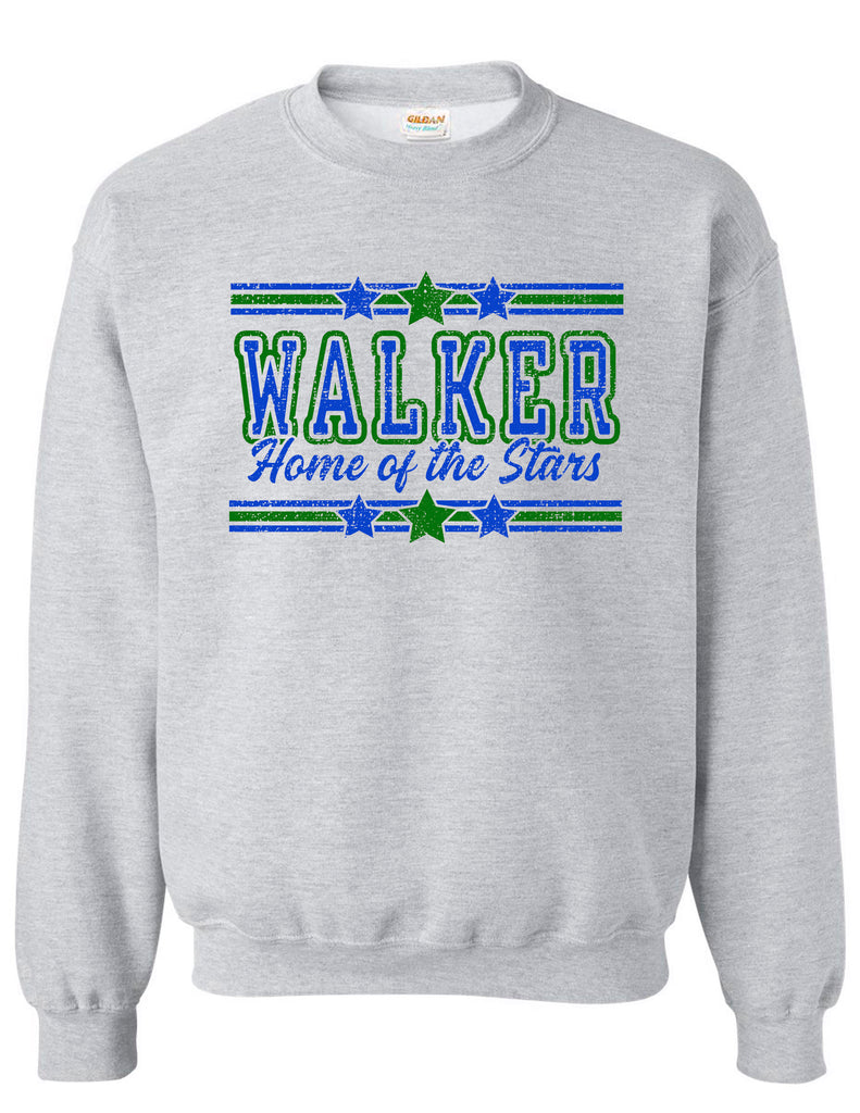 Walker Elementary Ash Gray Stripe Design Crewneck Sweatshirt