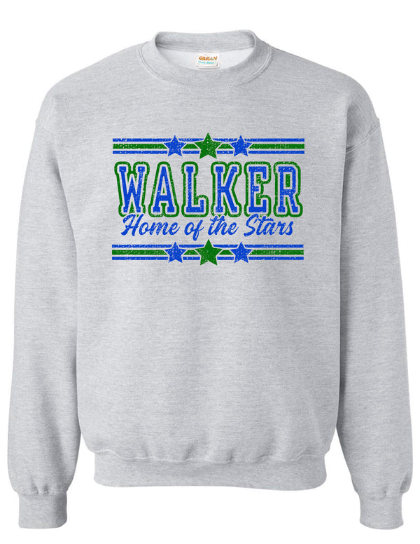 Walker Elementary Ash Gray Stripe Design Crewneck Sweatshirt