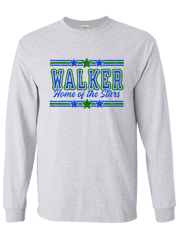 Walker Elementary Ash Gray Stripe Design Long Sleeve Tee