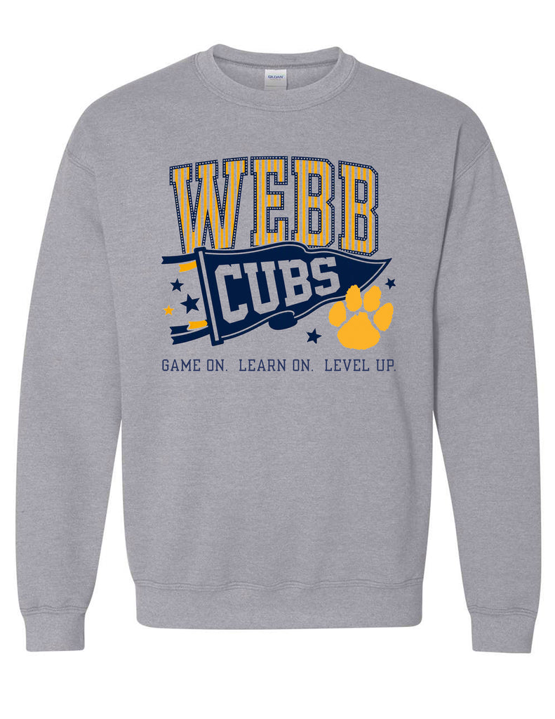 Webb Elementary Gildan Sports Gray Pennant Design Crewneck Sweatshirt ADULT