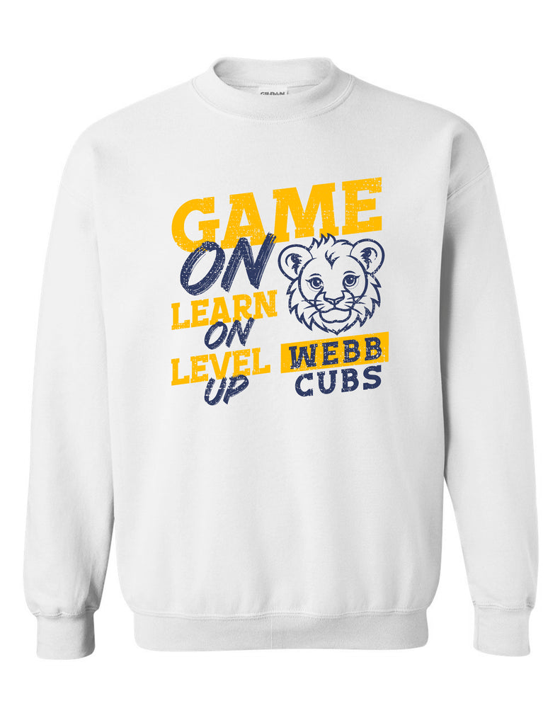 Webb Elementary Gildan White Game On Design Crewneck Sweatshirt ADULT