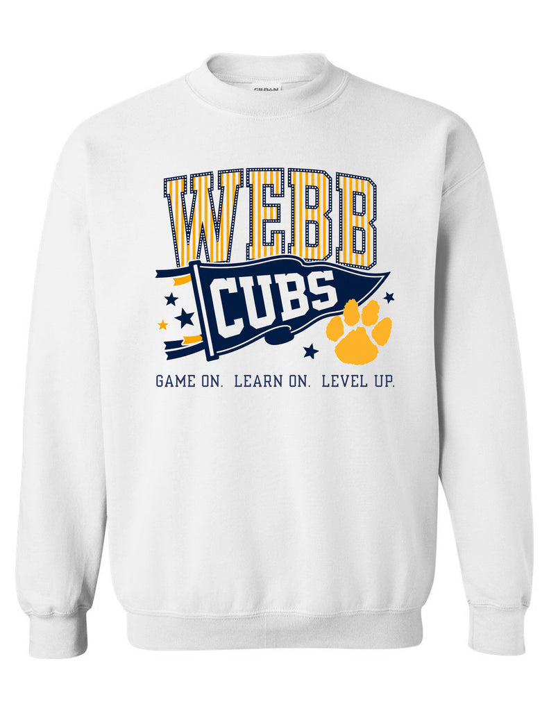 Webb Elementary Gildan White Pennant Crewneck Sweatshirt YOUTH