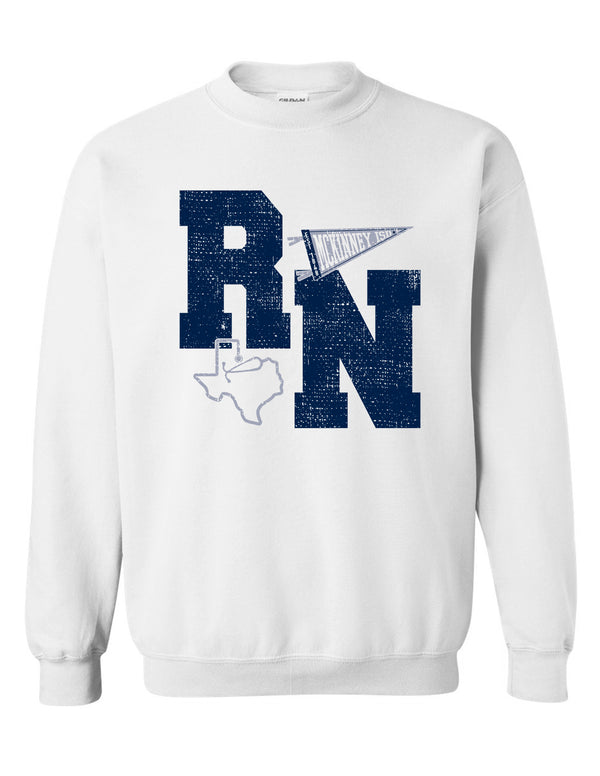 MISD Health Services White Collegiate Pennant Texas Crewneck Sweatshirt