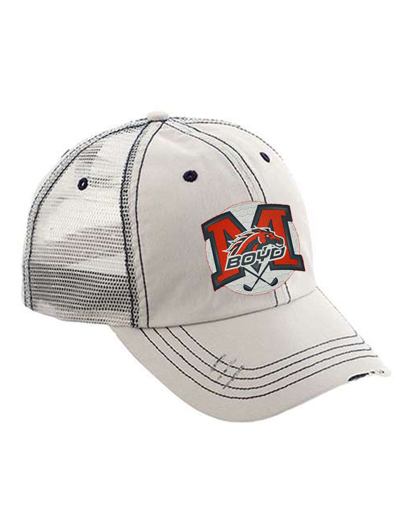 Boyd Golf White Distressed Embroidered Hat