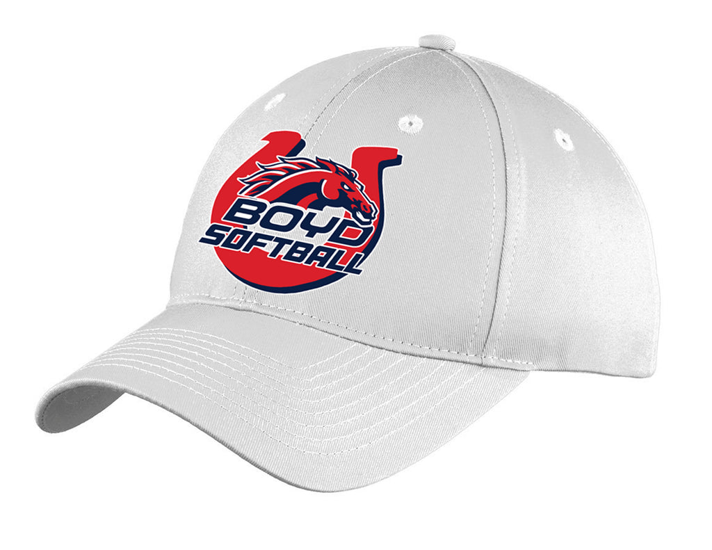 Boyd Softball White Adjustable Hat with Embroidered Logo