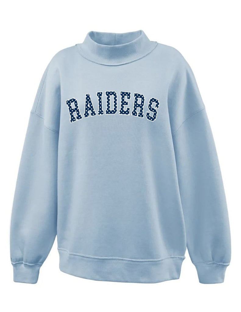 Wylie East Volleyball Light Blue Mock Neck Raiders Polka Dot Applique w/ Personalization Option
