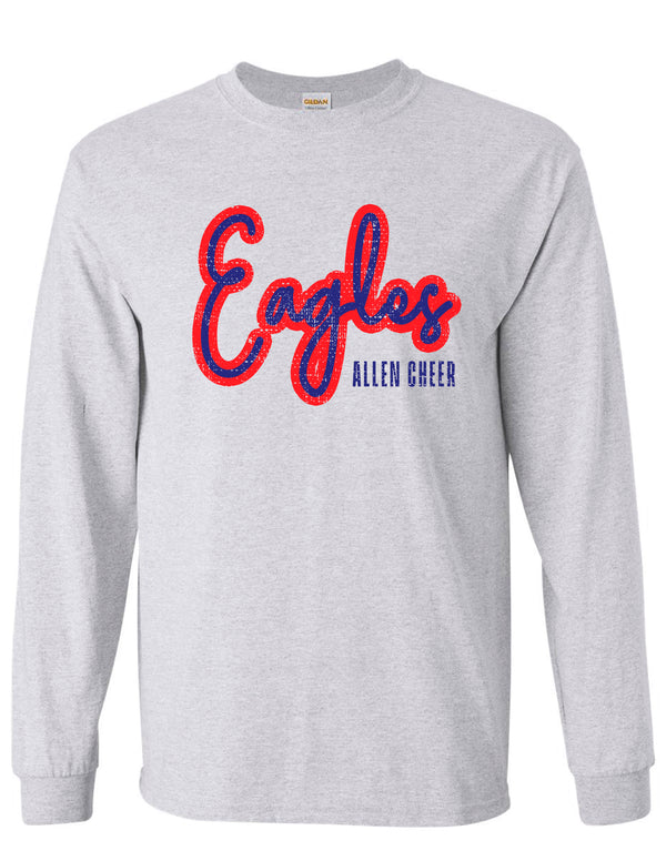 Allen Cheer Gildan Ash Gray Script Long Sleeve Tee