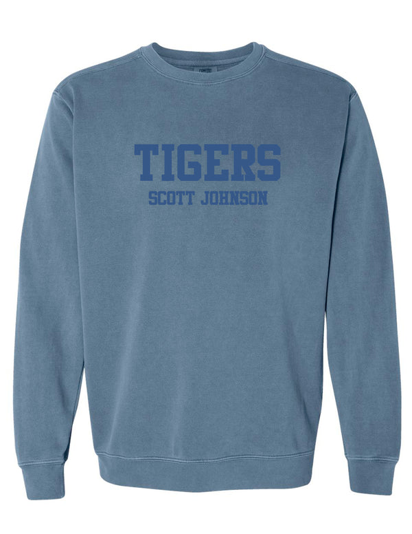 Scott Johnson Comfort Color Blue Jean Tone on Tone Embroidery Crewneck Sweatshirt