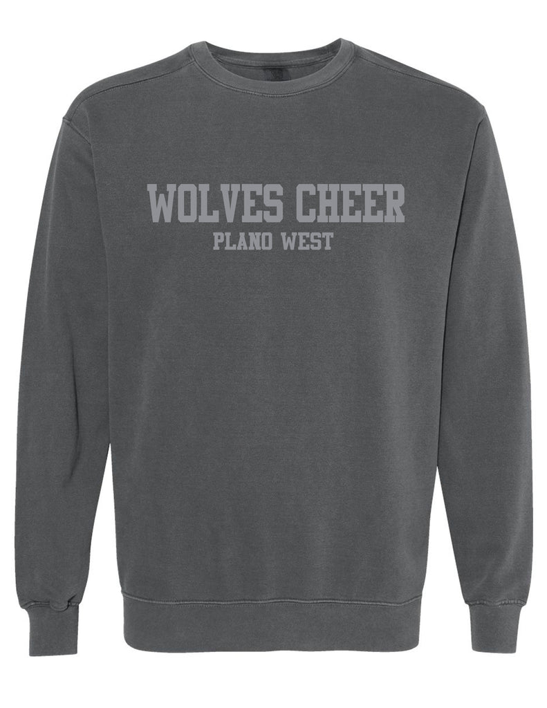 Plano West Cheer Comfort Colors Pepper Tone on Tone Embroidered Crewneck