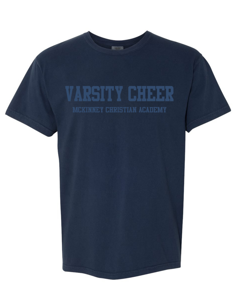 MCA Cheer Tone-on-Tone Embroidered Comfort Colors Navy Tee
