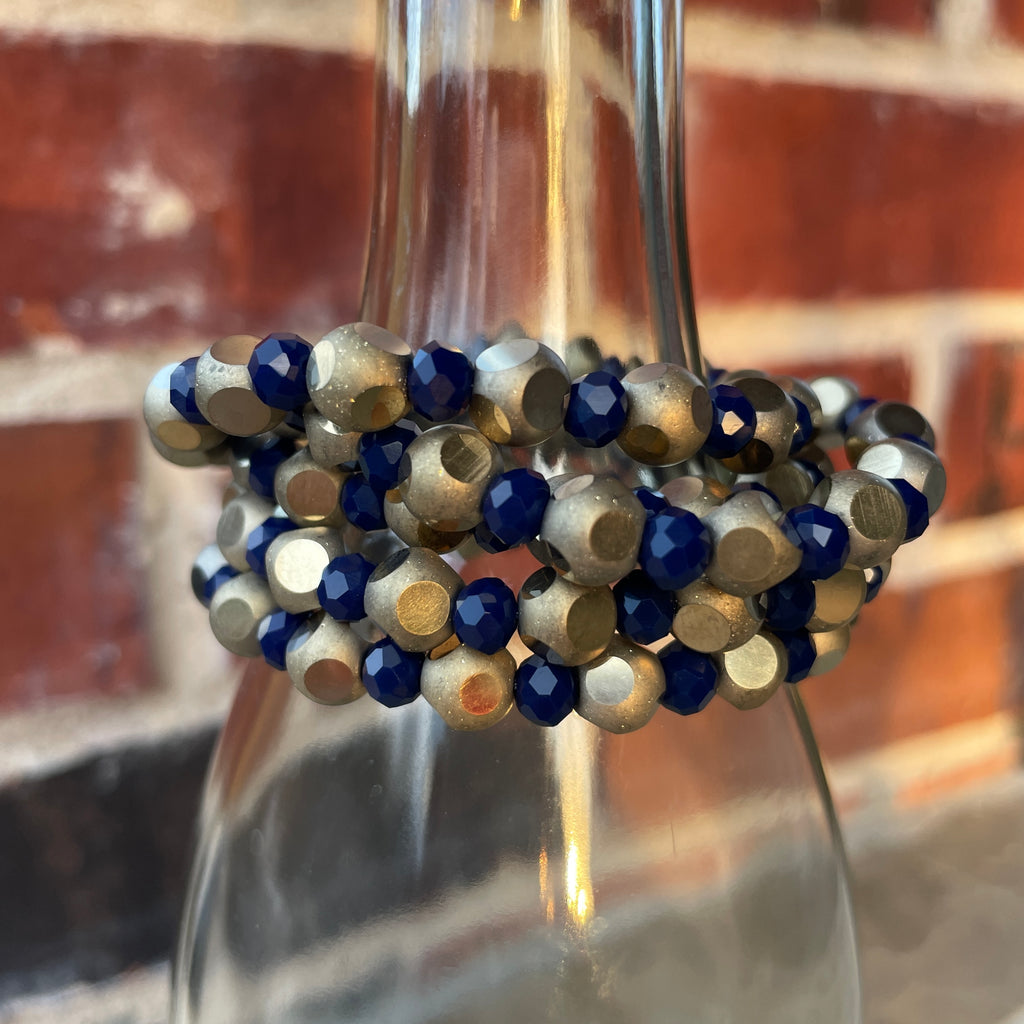 McKinney Cheer Gold and Navy Stretch Game Day Bracelet