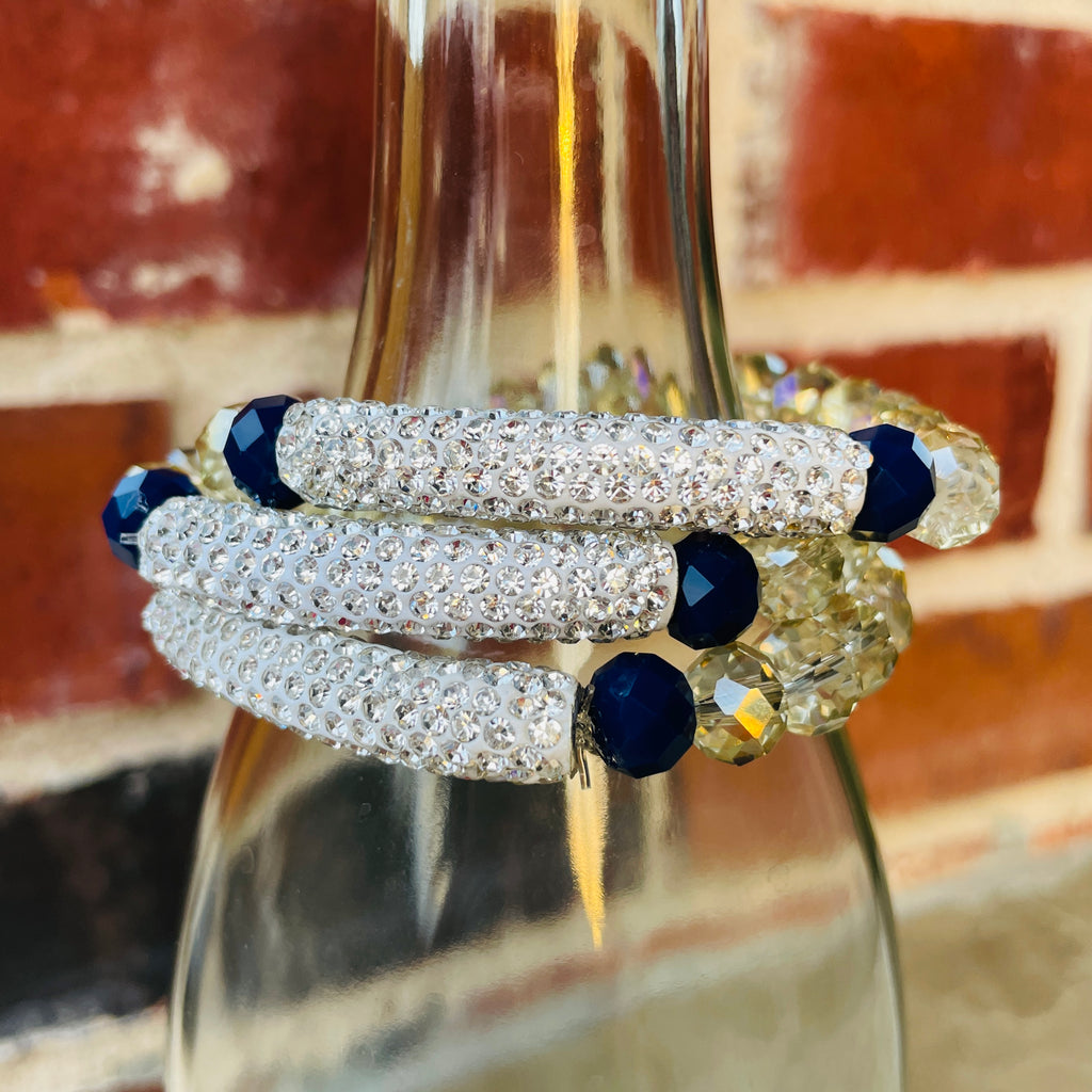 McKinney Cheer Crystal Bar Stretch Bracelet